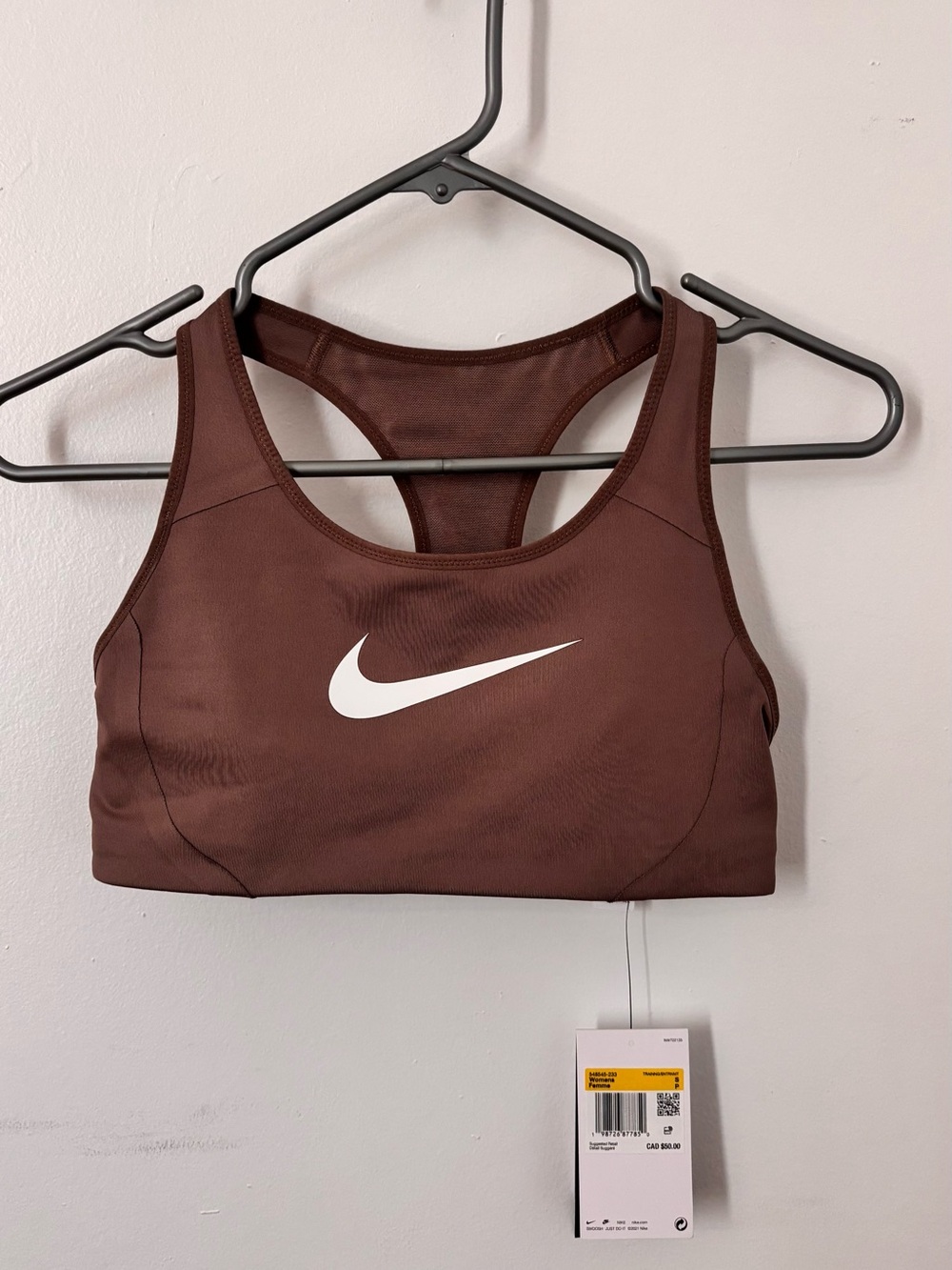 Nike Swoosh Brown Medium Support Sports Bra / Crop Top (Women's Size S) - Picture 2 of 6